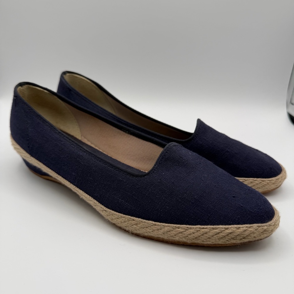 Daniel Green Navy Canvas Espadrille Flats Slip On Shoes USA Women’s 9